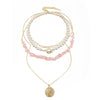 Boho Colorful Broken Natural Stone Necklace, Model: N2105-18 Pink Stone