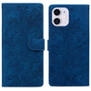 For iPhone 11 Lace Floral Embossed Magnetic Buckle Leather Phone Case(Blue)