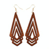1 Pair Natural Wooden Earrings Geometic Hollow Triangle Personality Simple Fashion Jewelry For Woman, Metal Color:White