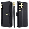 For Samsung Galaxy S25 Ultra 5G Sheep Texture Cross-body Zipper Wallet Leather Phone Case(Black)