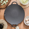 30cm Cast Iron Threaded Grill Pan Outdoor Non-Stick Frying Pan Uncoated Teppanyaki Pot