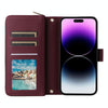 For iPhone 14 Pro Max Nine-card Slots Zipper Wallet Bag Leather Phone Case(Wine Red)