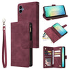 For Samsung Galaxy A06 4G Multifunctional Frosted Zipper Wallet Leather Phone Case(Wine Red)