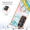 For Samsung Galaxy S25 Ultra 5G Electroplating Marble IMD TPU Phone Case with Ring Holder(Green 004)