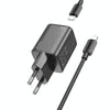 hoco N41 Almighty PD20W Type-C + QC3.0 USB Charger with Type-C to 8 Pin Cable, EU Plug(Black)