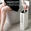 Bathroom Toilet Toilet Brush Integrated Pressing Open Lid Square Trash Can Set with Brush(White)