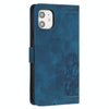 For iPhone 12 mini Tulips Embossed Leather Phone Case with Lanyard(Blue)