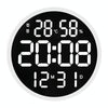 6620 12 Inch LED Simple Wall Clock Living Room Round Silent Digital Temperature And Humidity Electronic Clock(White Frame EU Plug)