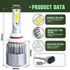 2 PCS C9 9006 18W 1800LM 6000K Waterproof IP68 Car Auto LED Headlight with 2 COB LED Lamps, DC 9-36V(White Light)