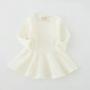 Spring and Autumn Female Babies Cotton Sanded Lotus Leaf Large Swing Skirt Dress(Pink)