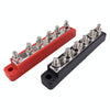 Pair 6 Way 48V 150A M6 Power Distribution Block Terminal Studs(Black + Red)