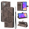 For Samsung Galaxy A06 4G / 5G 3D Butterfly Embossed Pattern Flip Leather Phone Case(Grey)