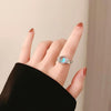 925 Sterling Silver Ladies Irregular Crystal Onyx Open Ring, Specification:J2981