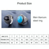 Europe and America Style Retro Gemstone Turquoise Men Titanium Steel Ring, Size: 11, Diameter: 20.7mm, Perimeter: 65mm(Black)