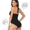 DS40 Ladies Slim and Conservative Halter Neck Swimsuit, Size: S(Dark Blue)