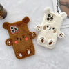 For iPhone 15 3D Smiling Little Bear Plush Phone Case(Brown)
