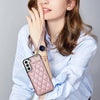 For Samsung Galaxy S22 5G Rhombic Dual Buckle Card Slots Phone Case with Lanyard(Rose Gold)