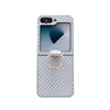 For Samsung Galaxy Z Flip5 5G Sparkling Diamond Rhombus PC Phone Case with Ring(Silver)