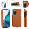 For Samsung Galaxy S20 FE Double Flap Zipper RFID Leather Phone Case with Short Lanyard(Brown)