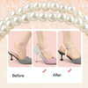 1pair Pearl Lace Shoelace High Heel Anti-Drop Tie Slipper Fixing Strap(Straight Black+Clip)