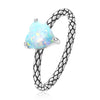 S925 Sterling Silver Heart Opal Snake Pattern Women Ring, Size:6