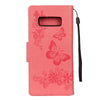 For Galaxy Note 8 Pressed Flowers Butterfly Pattern Horizontal Flip Leather Case with Holder & Card Slots & Wallet & Lanyard (Pink)