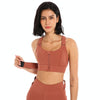 Super Supportive Sport Bra Front Zipper Tights Crop Top Yoga Vest, Size: XXXXL(Brick Red)