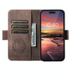 For iPhone 15 Suteni J07 Multi-functional Horizontal MagSafe Denim Leather Phone Case(Brown)