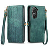 For ASUS Zenfone 10 Geometric Zipper Wallet Side Buckle Leather Phone Case(Green)