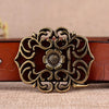 110cm Sunflower Pattern Needle Buckle Women Belt Retro Waist Band Leather Belt(Black)