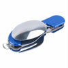 6-in-1 Stainless Steel Travel / Camping Folding Cutlery Set, Spoon + Fork + Knife +  Bottle Opener Set(Blue)