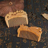 8cm Mandarin Duck Green Sandalwood Retro Style Carved Portable Wooden Comb