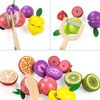 YLB-12 PCS Fruit Basket Children Wooden Magnetic Cut fruit and Vegetables Baby Cut Music Play House Kitchen Toys