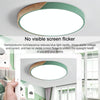 Wood Macaron LED Round Ceiling Lamp, White Light, Size:23cm(Green)