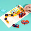 3 PCS Three-dimensional Buckle Traffic Puzzle Cognitive Puzzle Wooden Toy(School Bus)