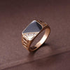 Male Fashion Classic Rhinestone Enamel Rings, Ring Size:9(Gold)