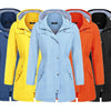 Casual  Women Waterproof Waist Hooded Long Coat, Size:L (Sky Blue)