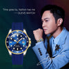 OLEVS 6650 Men Luminous Waterproof Silicone Strap Mechanical Watch(Blue + Gold)