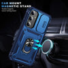 For Samsung Galaxy S25 5G Sliding Camshield TPU Hybrid PC Phone Case with Holder(Navy Blue)