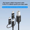 3 in 1 8 Pin, Type-C, Micro USB to USB-B MIDI Instruments Printer Cable, Length: 1m, Length:1m(Blue)
