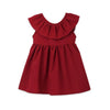 Summer Girls Cotton Sleeveless Backless Bow-knot Pleated Dress, Kid Size:100cm(Wine Red)