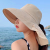 8062 Women Summer Neck Protection Sunscreen Hat Large Brim Fisherman Hat(Beige)