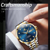OLEVS 9946 Men Diamond Roman Scale Waterproof Quartz Watch(Blue + Gold)