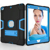 For iPad 4 / 3 / 2 Silicone + PC Protective Case with Stand(Black + Blue)