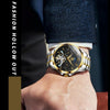 OLEVS 6663 Men Multifunctional Waterproof Hollow Steel Strap Mechanical Watch(Black + Gold)