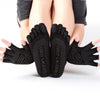 Non-slip Open Finger Yoga Sports Gloves+Five Finger Yoga Socks Set, Size: One Size(Black)