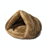 Warm Triangular Cat Yurt Bed - Brown - Large (45x45x33cm)