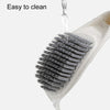 Bathroom Household Soft Bristle Elbow Toilet Cleaning Brush With Base(Black)