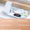 A06 3 in 1 Wireless Charger Fast Charging RGB Atmosphere Light with Clock For Smart Phone & iWatch & AirPods(Black)