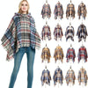 Spring Autumn Winter Checkered Pattern Hooded Cloak Shawl Scarf, Length (CM): 135cm(DP3-01 Black)
